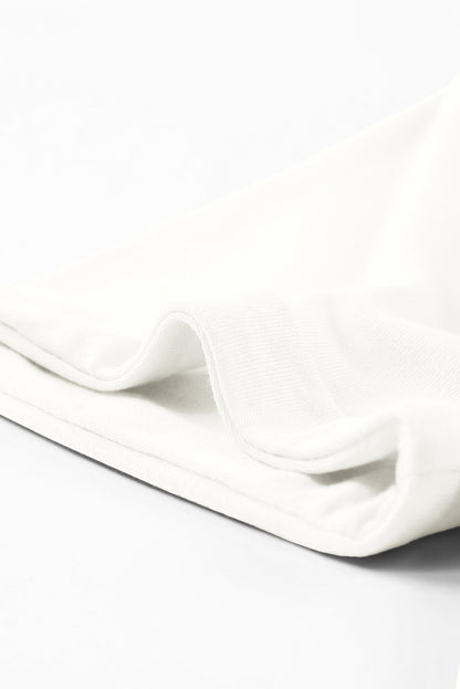 White Casual Crew Neck Short Sleeve Basic Tee