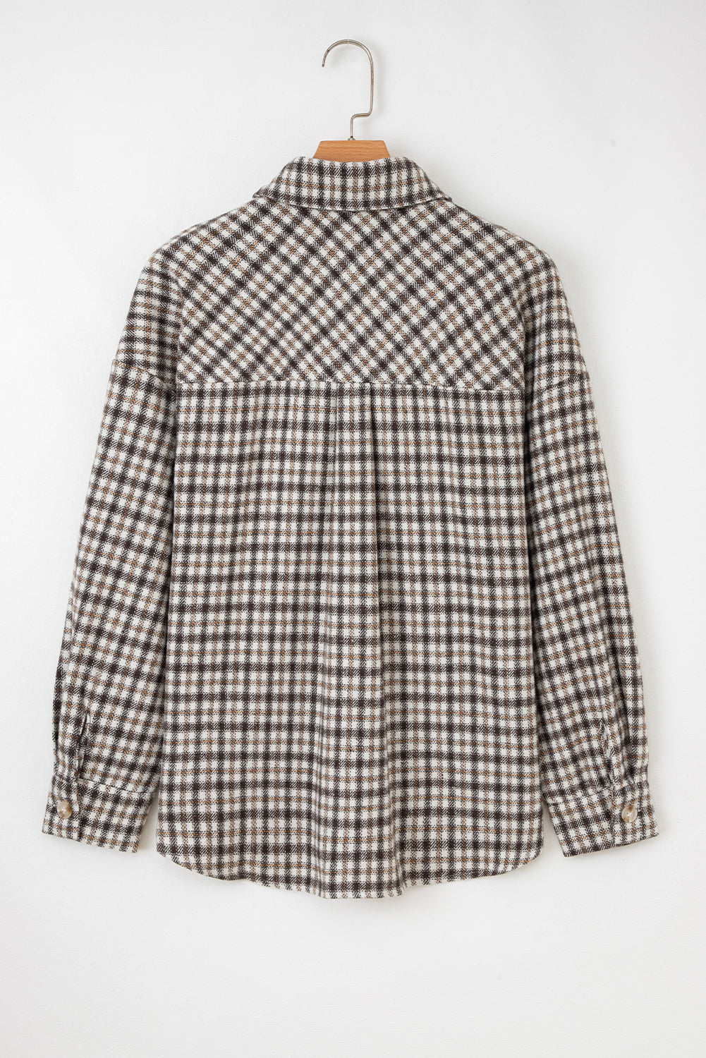 Plaid Shacket with Contrast Corduroy Flap Pockets
