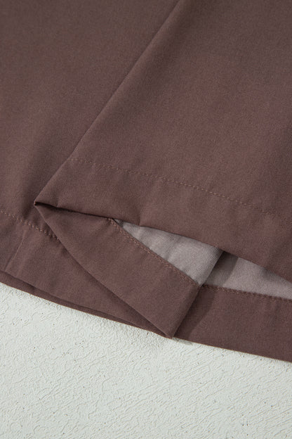 Brown Polka Dot Puff Sleeve Loose Fit Mini Dress