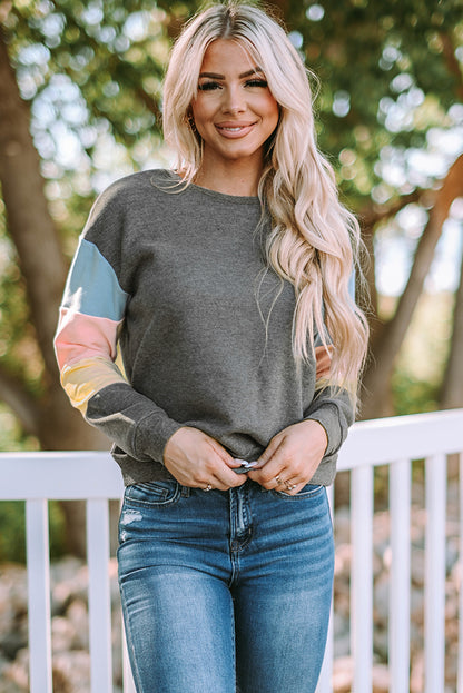 Colorblock Long Sleeve Pullover Sweatshirt