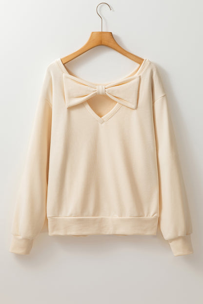 Bowknot Dewback Round Neck Sweatshirt