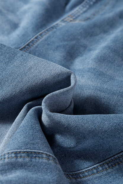 Dusk Blue Barrel Leg Denim Overalls