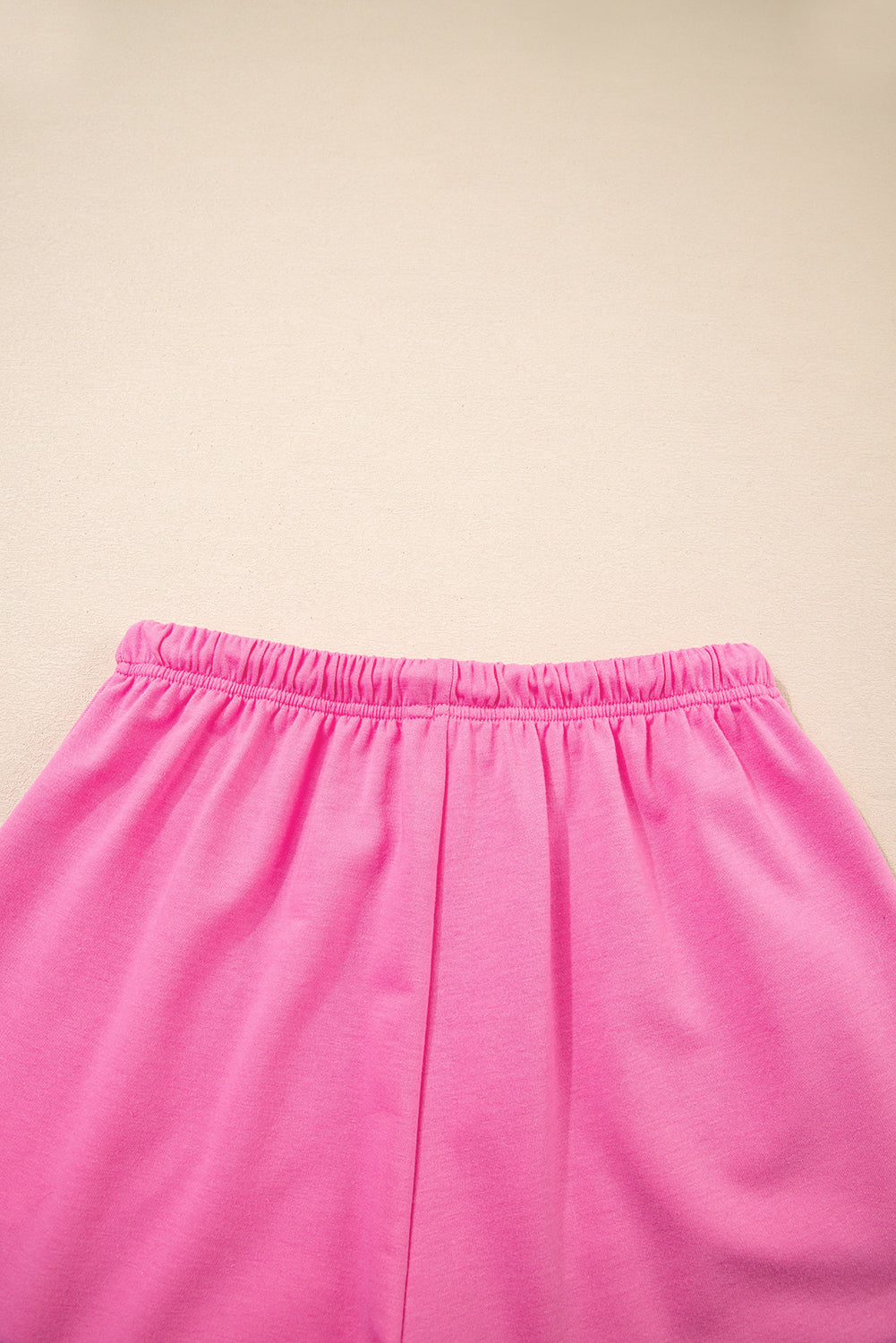 Pink V Neck Lounge Set Drawstring Shorts 2 Piece Set