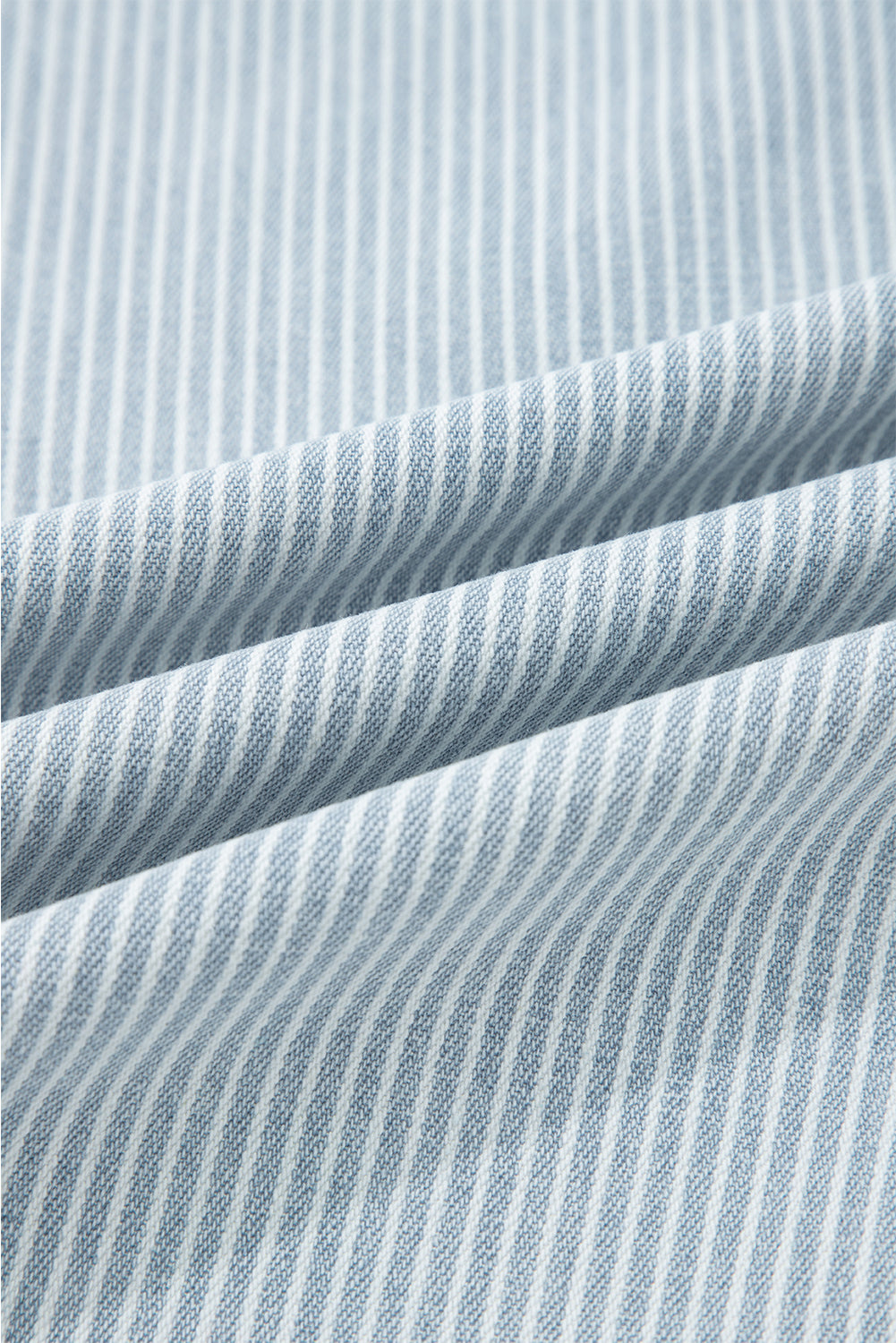 Sky Blue Pinstripe Wide Leg Jeans with Button Flap Pockets