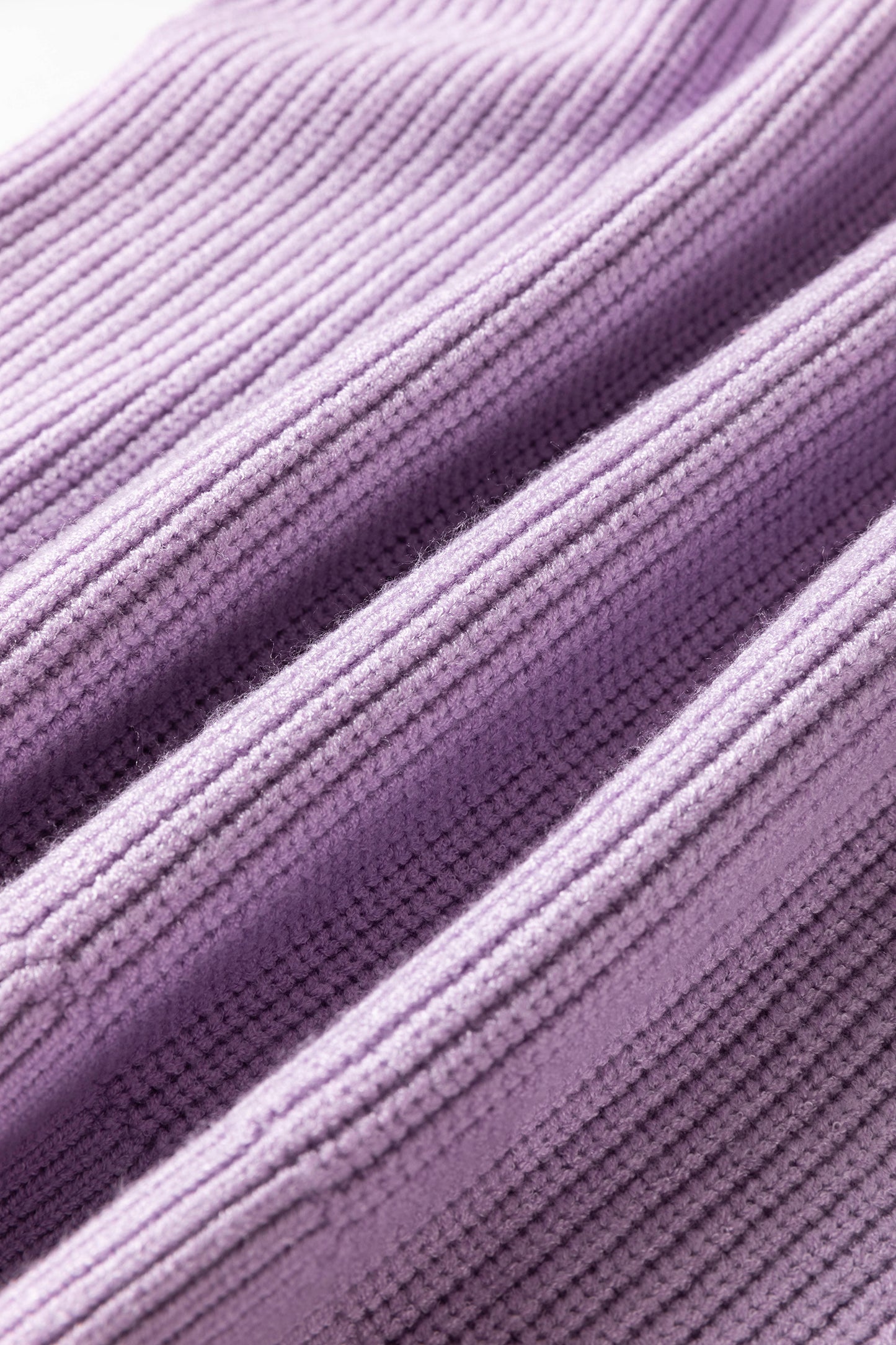 Orchid Purple Mock Neck Ribbed Knit Oversized Sweater Top
