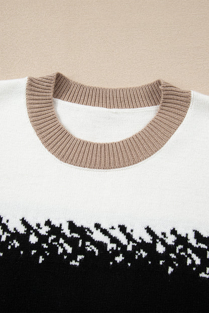 Women's Color Block Knit Sweater with Drop Shoulder Fit