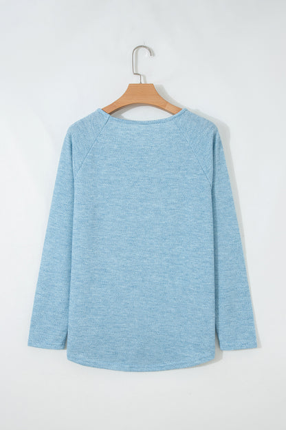 Moonlight Textured Raglan Sleeve Knit Top