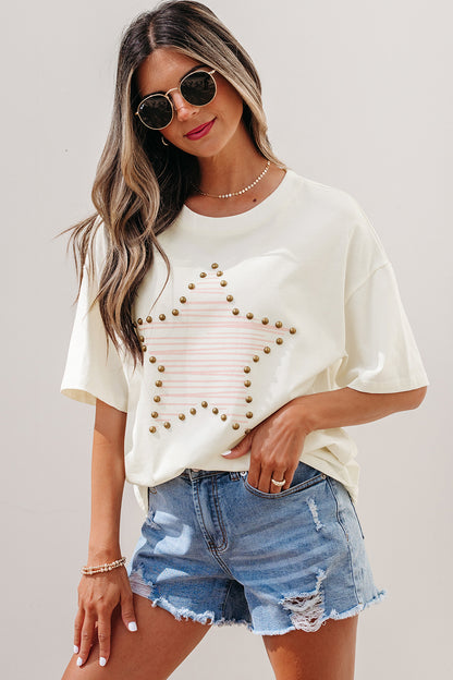 USA Star Graphic Tee Flag Day Independence Day Top