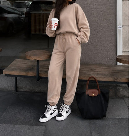 Womens Corduroy Sweatshirt Joggers Two Piece Set