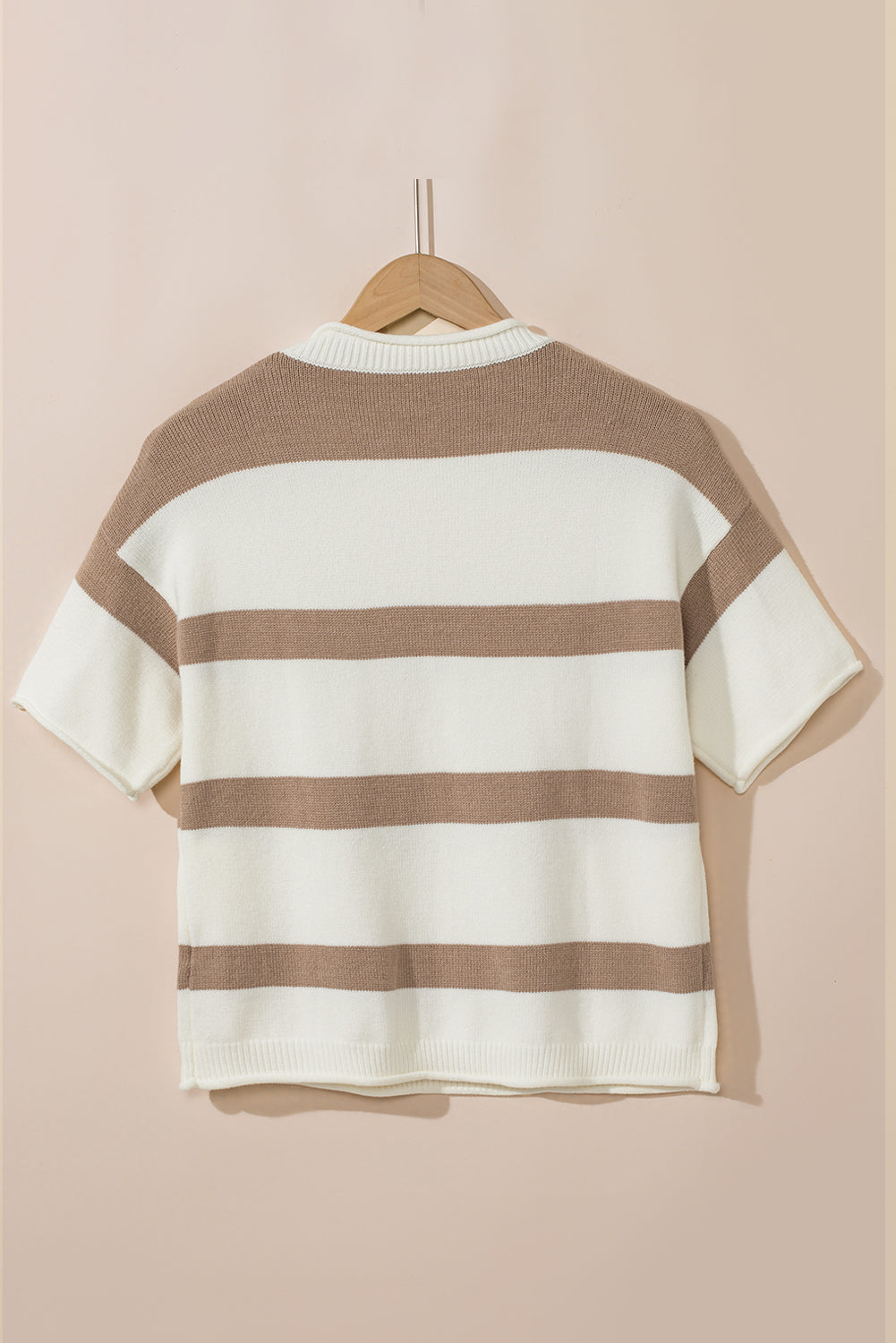 Khaki Stripe Lightweight Knit Short Sleeve Top