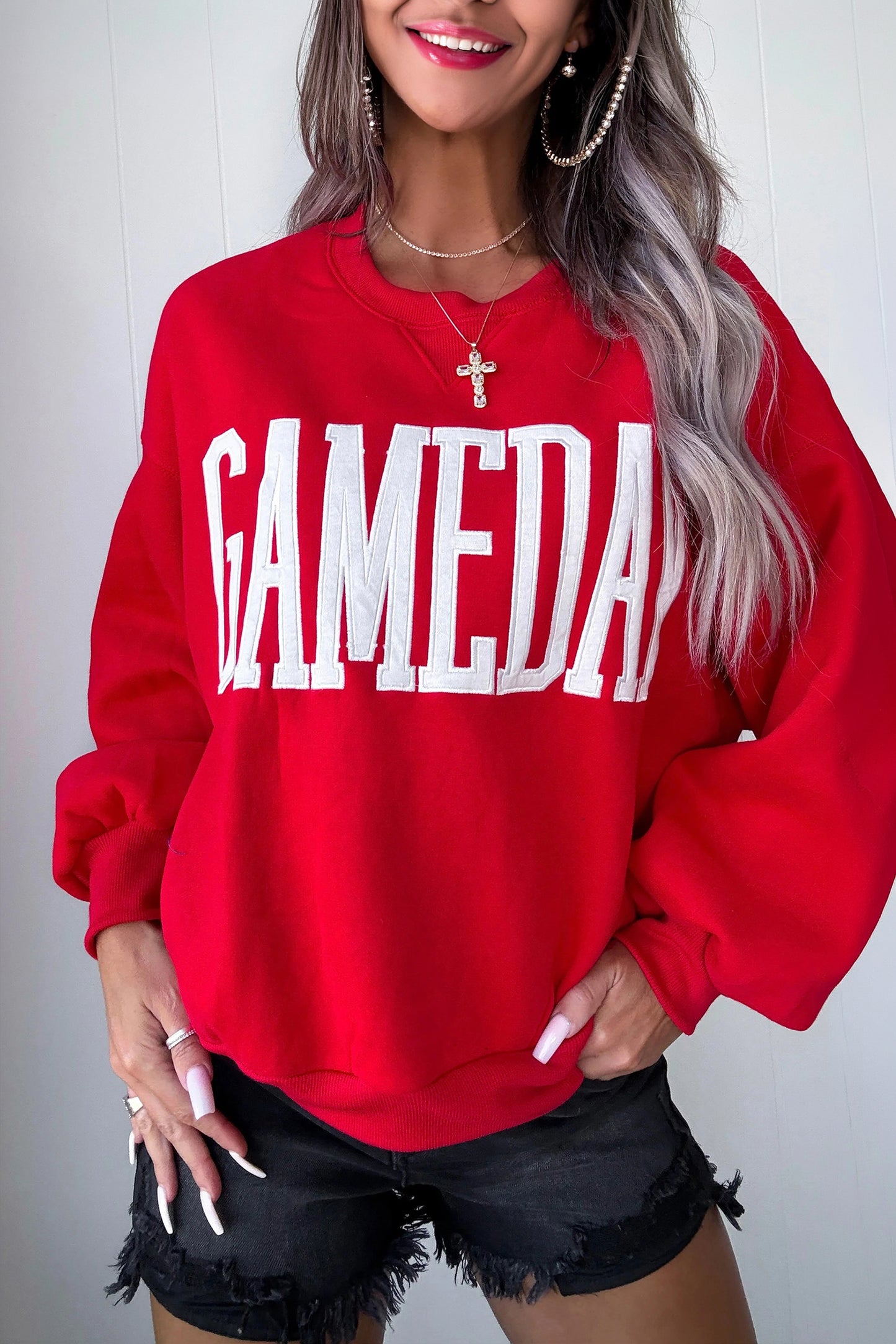 Fiery Red GAMEDAY Oversized Crewneck Sweatshirt