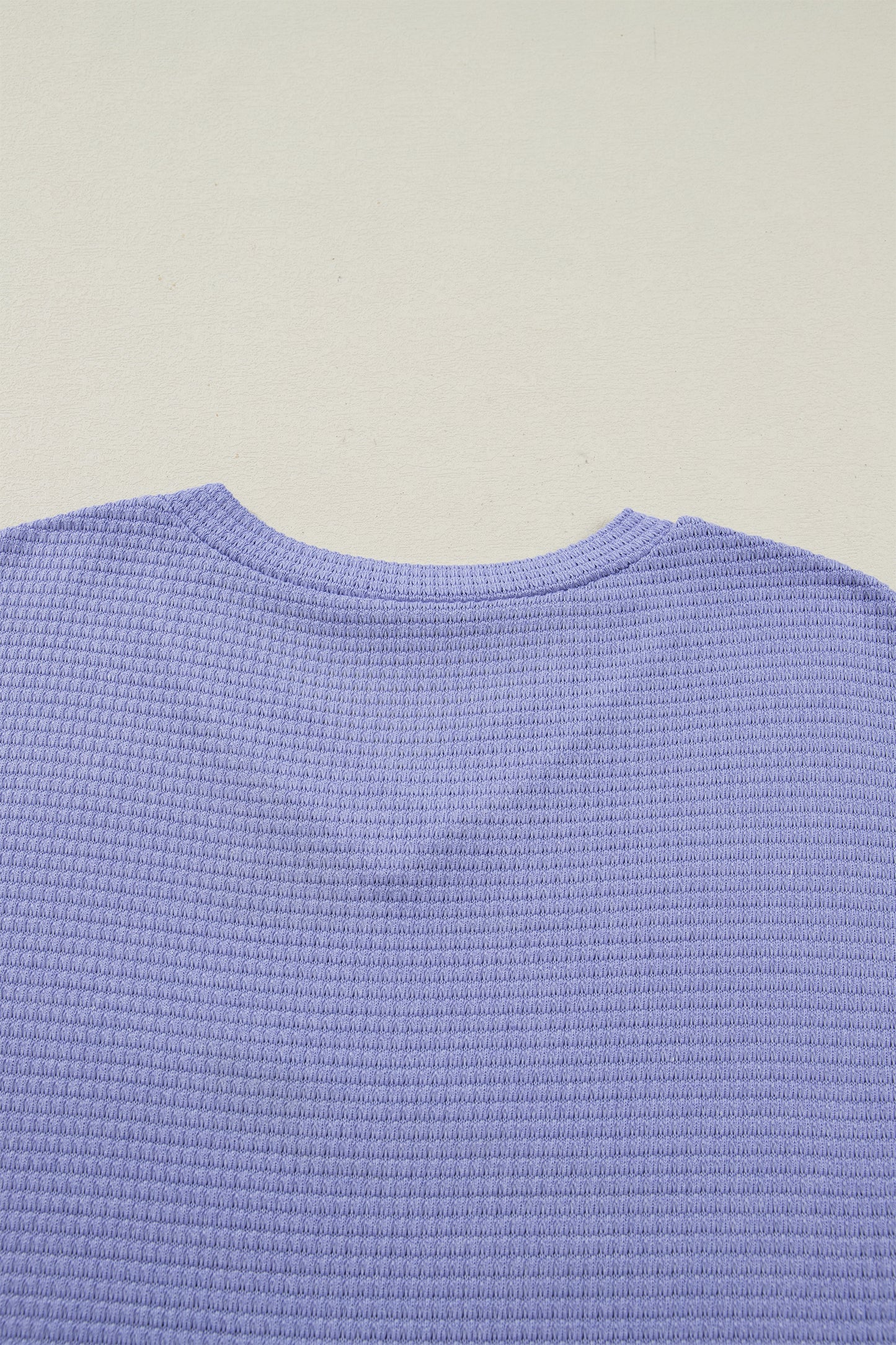Strawberry Pink Waffle Knit V Neck Short Sleeve Casual Top