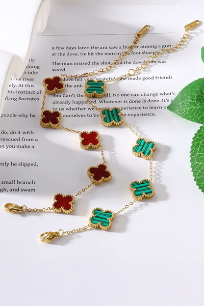Green Four Leaf Clover Chain St Patrick’s Day Bracelet