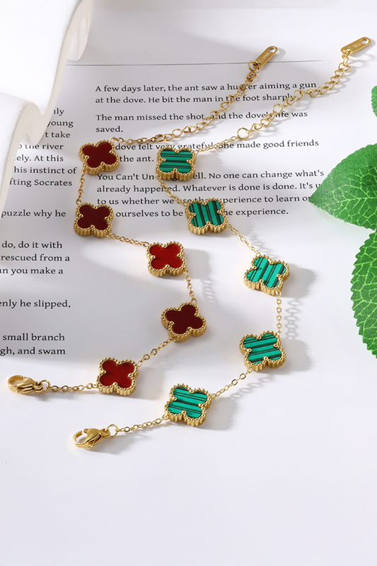 Green Four Leaf Clover Chain St Patrick’s Day Bracelet