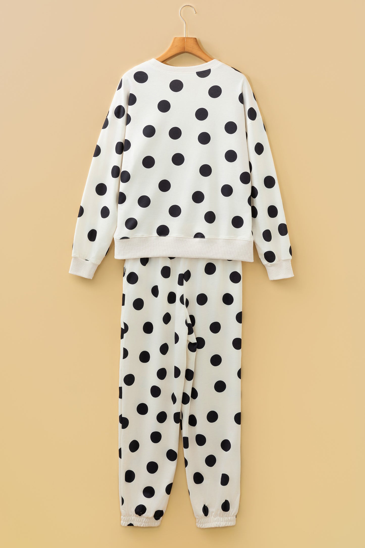 Polka Dot Lounge Set Crewneck Sweatshirt Jogger Set