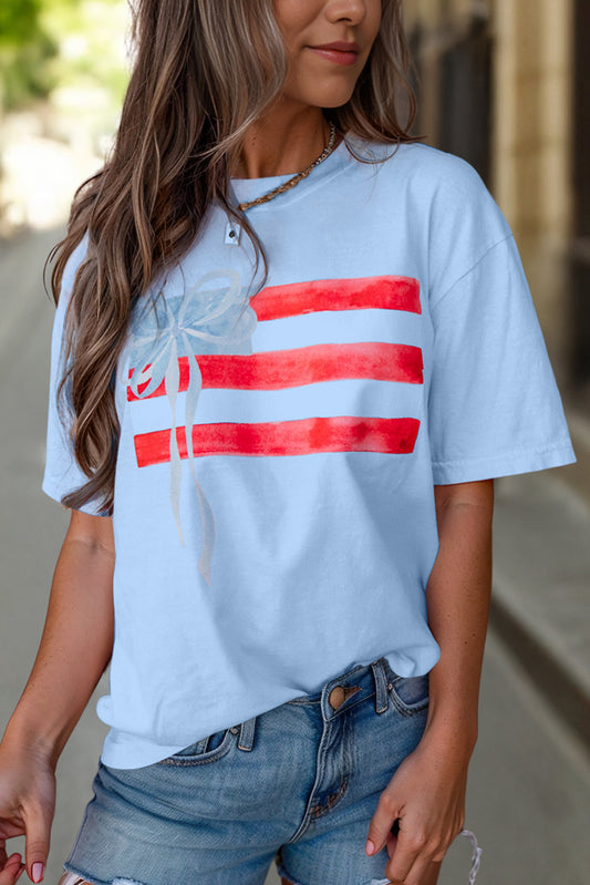Blue Flag Bow Graphic Tee Flag Day Independence