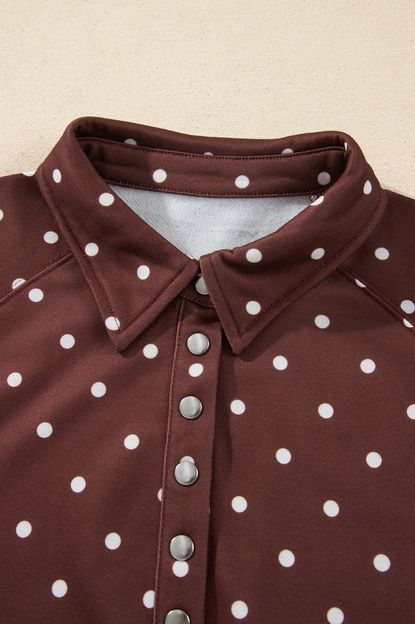 Polka Dot Button Collar Pullover Sweatshirt