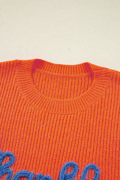 Orange Thankful for My Queens Ribbed Knit Sweater