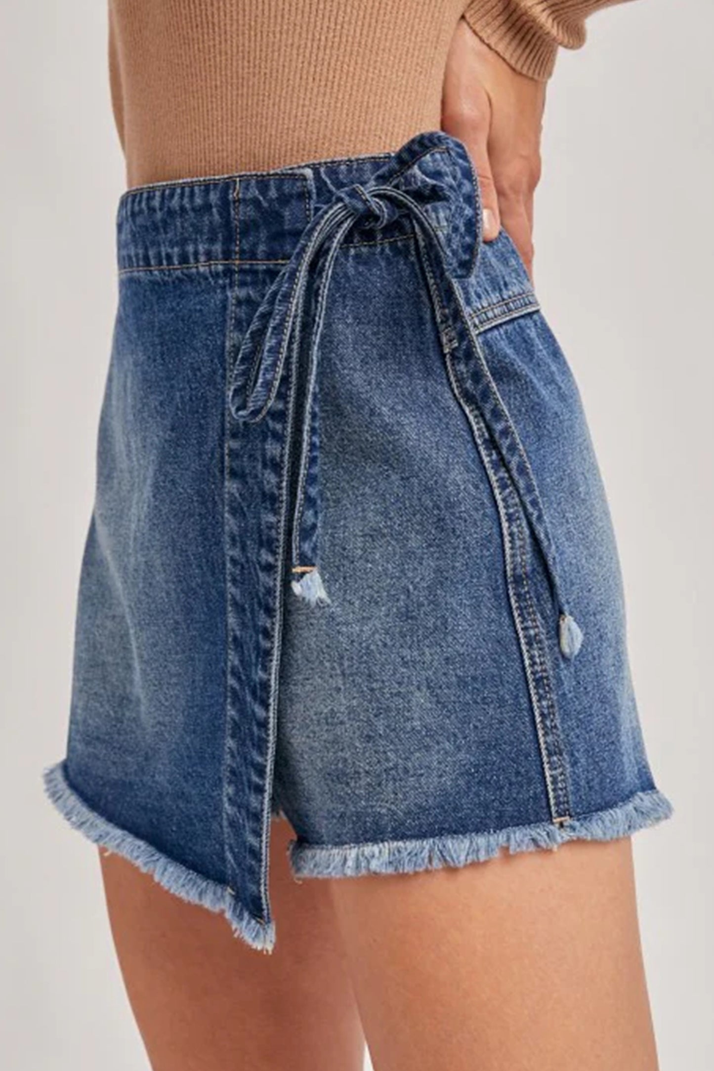 Denim Wrap Mini Skirt Women Tie Waist Casual Summer