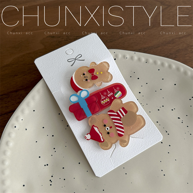 Cute Christmas Hair Clips Set Kids Holiday Barrettes 3pc
