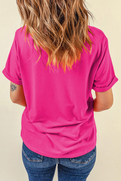 Rose Red Plaid Bunny Bubble Gum Easter Graphic Tee