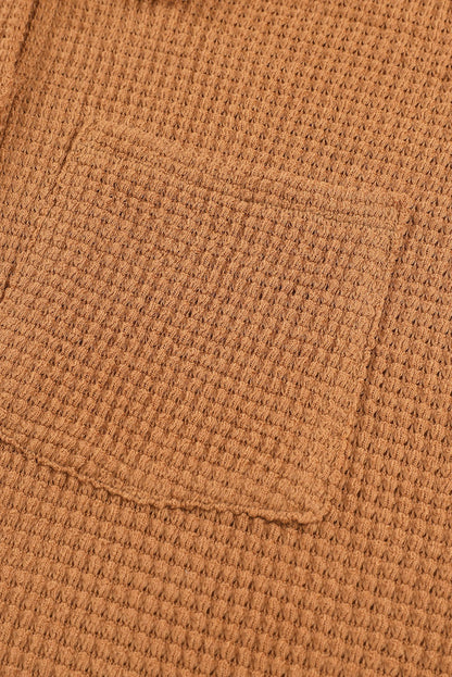 Waffle Knit Button-Up Oversized Casual Shirt