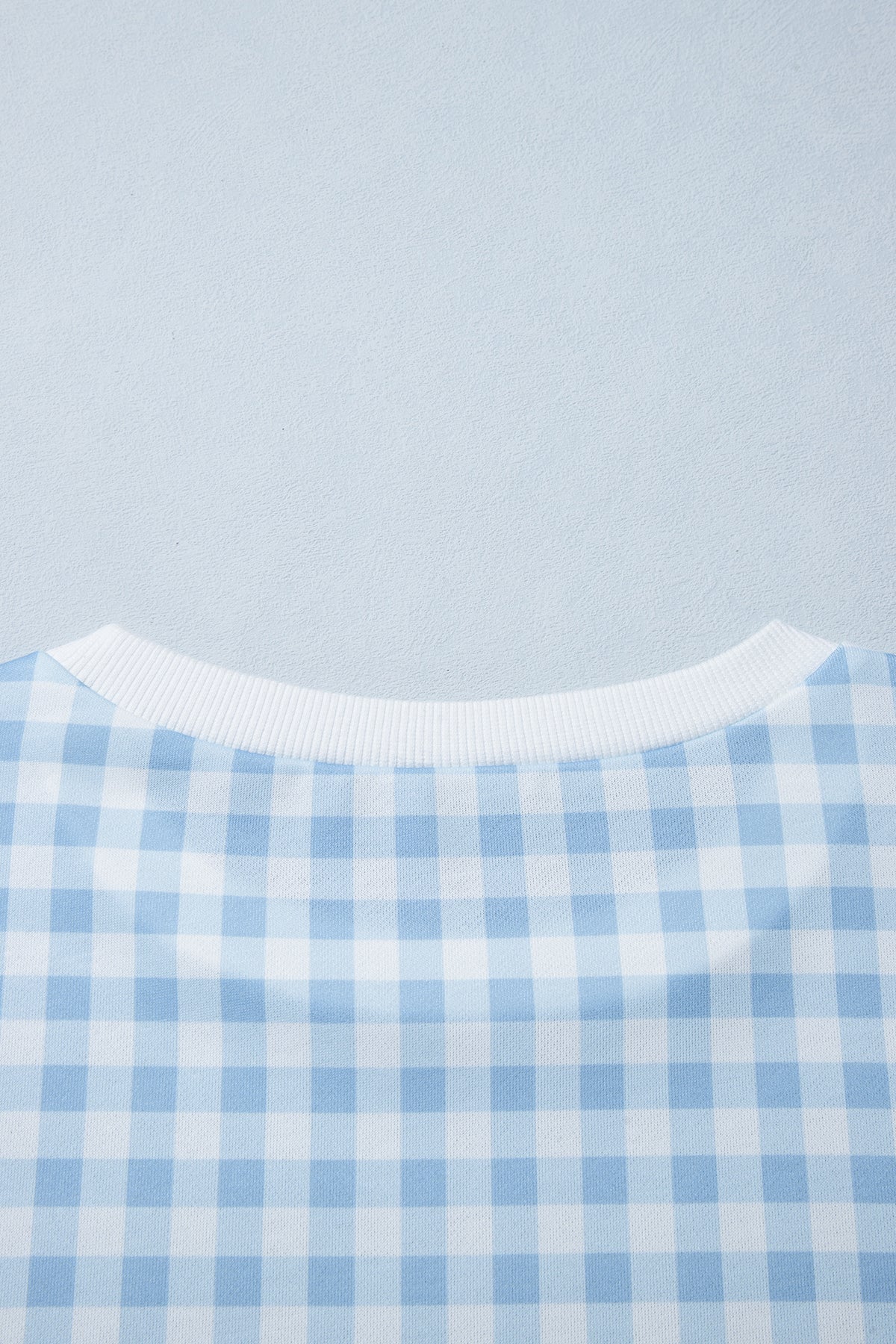 Gingham Plaid Sweatshirt Oversized Puff Sleeve Pullover
