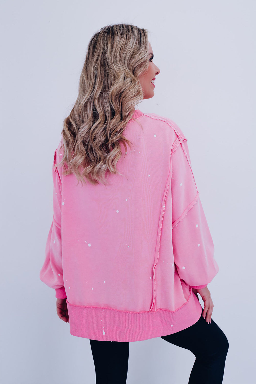 Bonbon Splash Spots Exposed Seam Baggy Sweatshirt