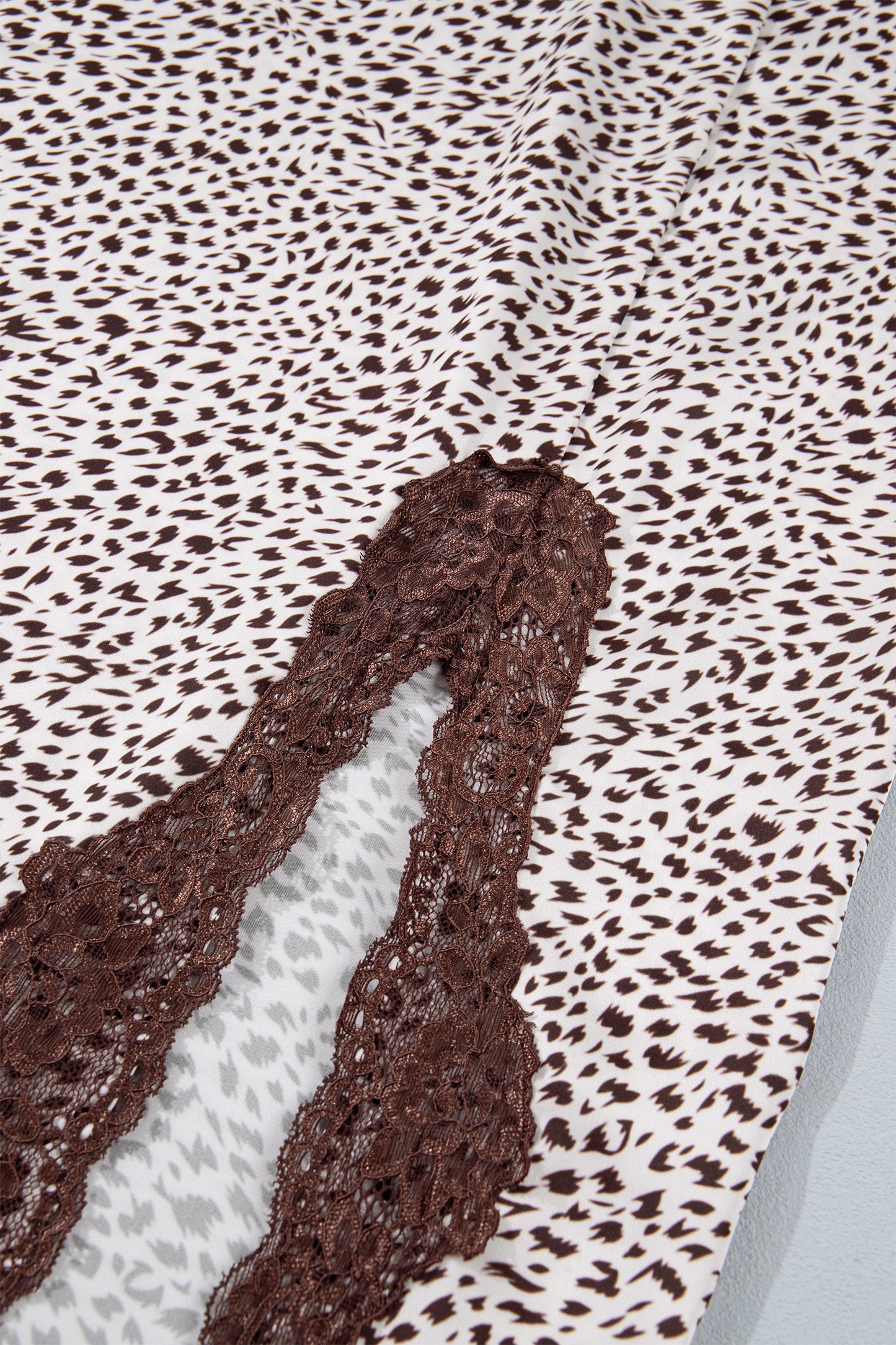 Cheetah Print Lace Trim Split Maxi Western Skirt