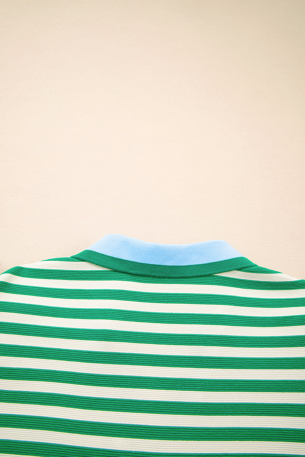 Green Stripe Contrast Collar Flutter Sleeve Mini Dress
