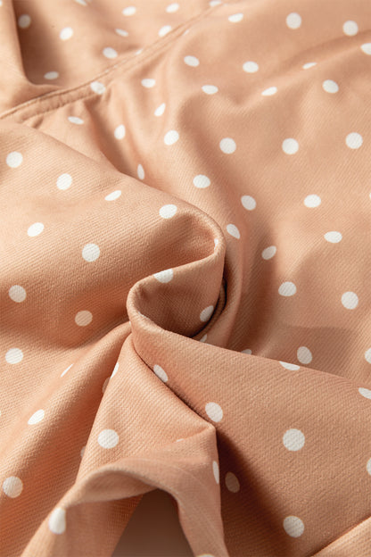Khaki Polka Dot Drawstring Wide Leg Pants