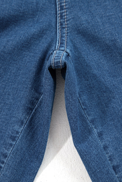 Sail Blue Plus Size Elastic Waist Ruffle Hem Jeans