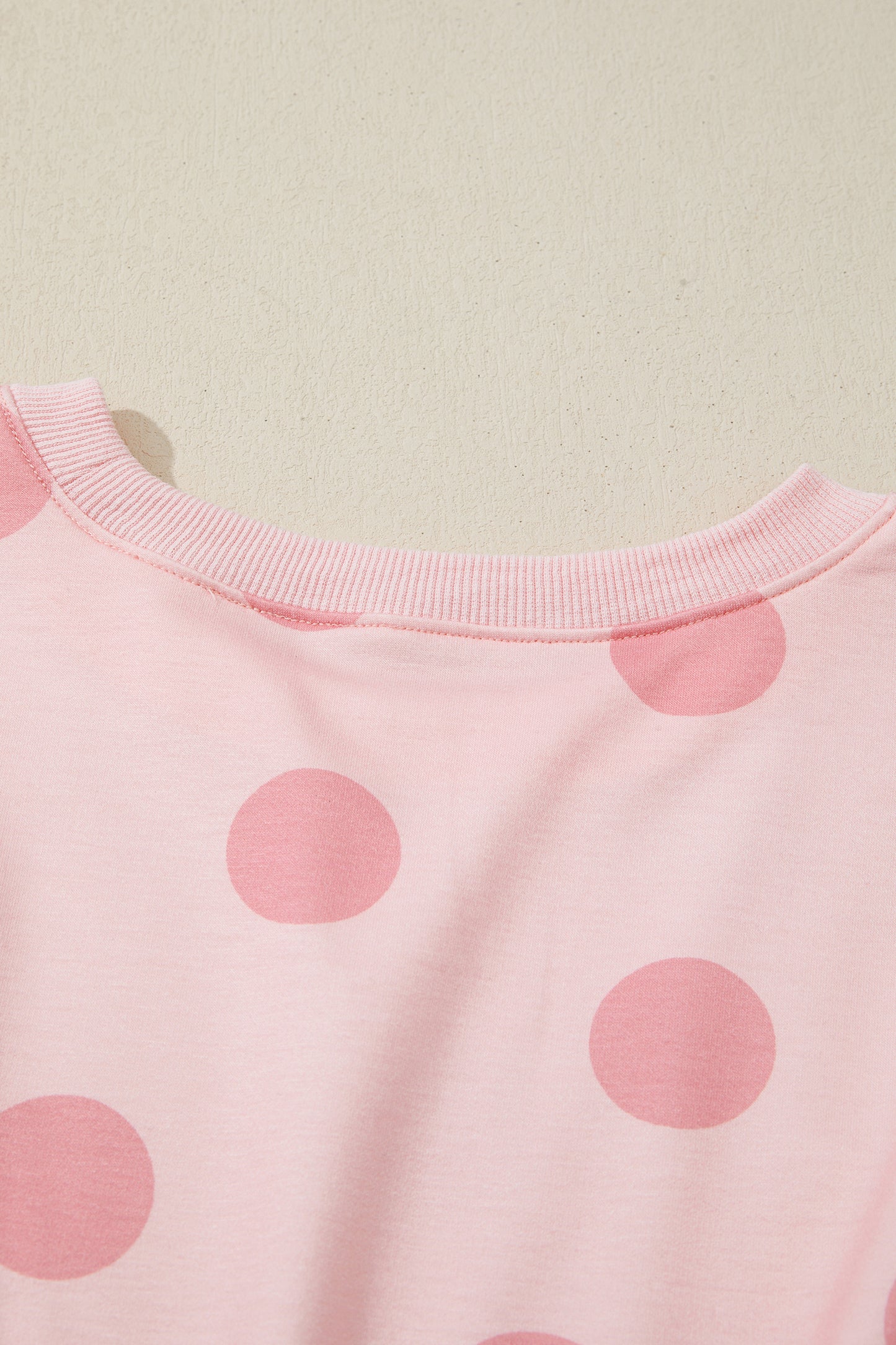 Pink Polka Dot Long Sleeve Tiered Mini Dress