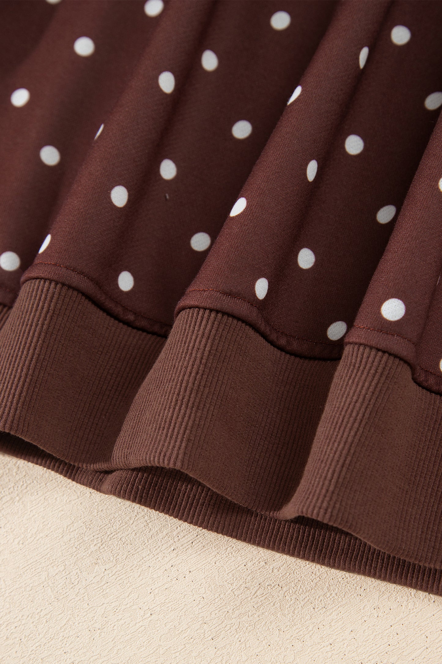 Polka Dot Button Collar Pullover Sweatshirt