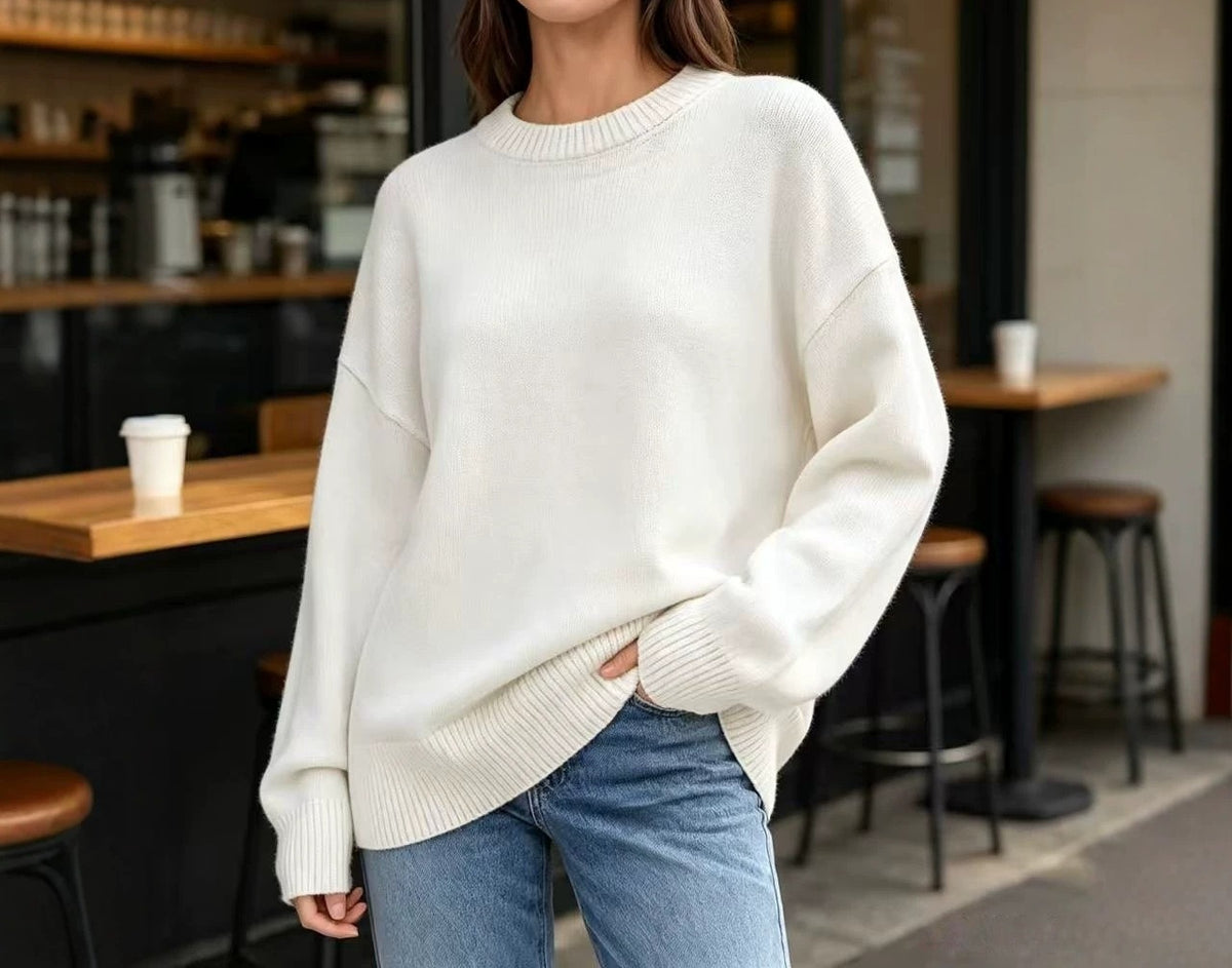 Women's Oversized Crew Neck Knit Pullover Sweater