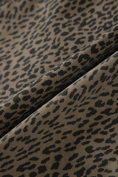 Leopard Print High Waist Loose Denim Shorts