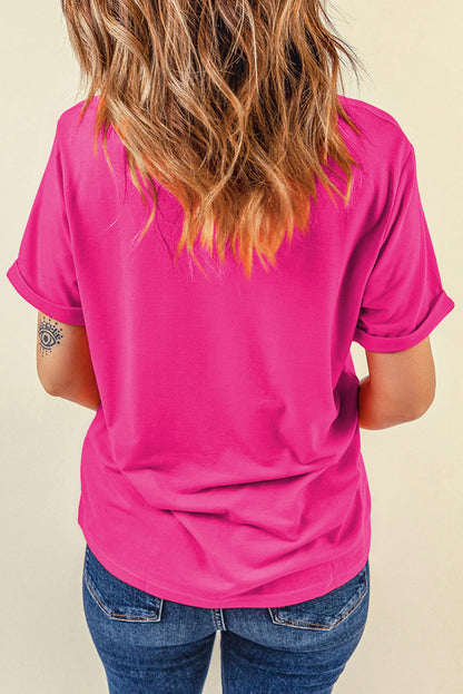 Rose Red Easter Egg Patch Graphic Crew Neck Tee