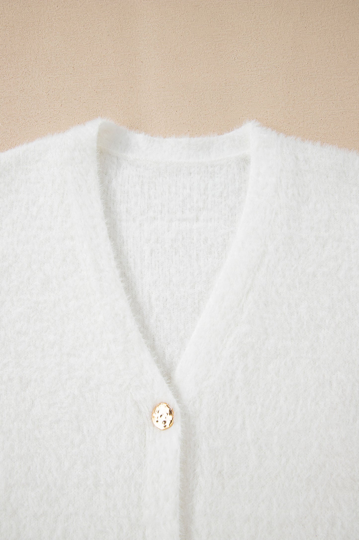 Soft Fuzzy Button Front Long Knit Cardigan with Pockets