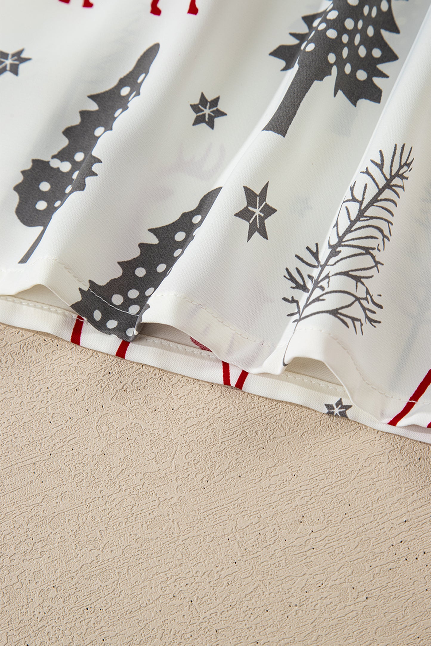 Red Reindeer Christmas Print Long Sleeve Pajama Shorts Set