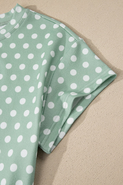 Polka Dot Lounge Short Set Casual Two Piece Outfit