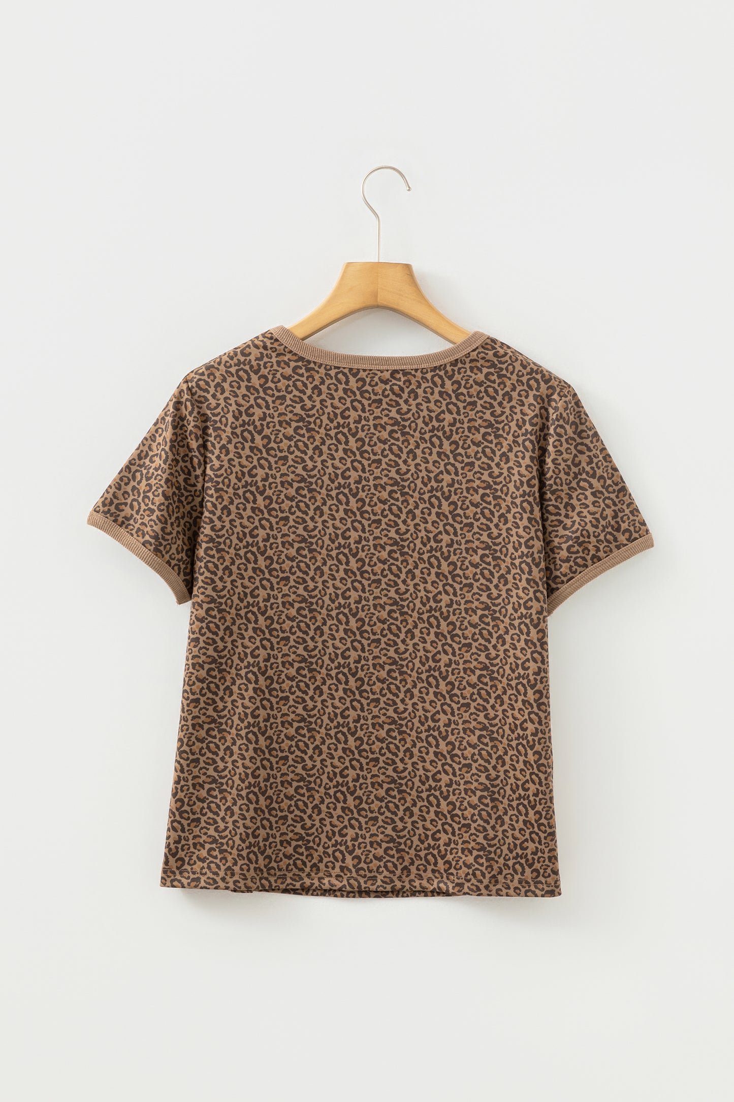 Western Leopard Print Crew Neck Casual Tee for Women