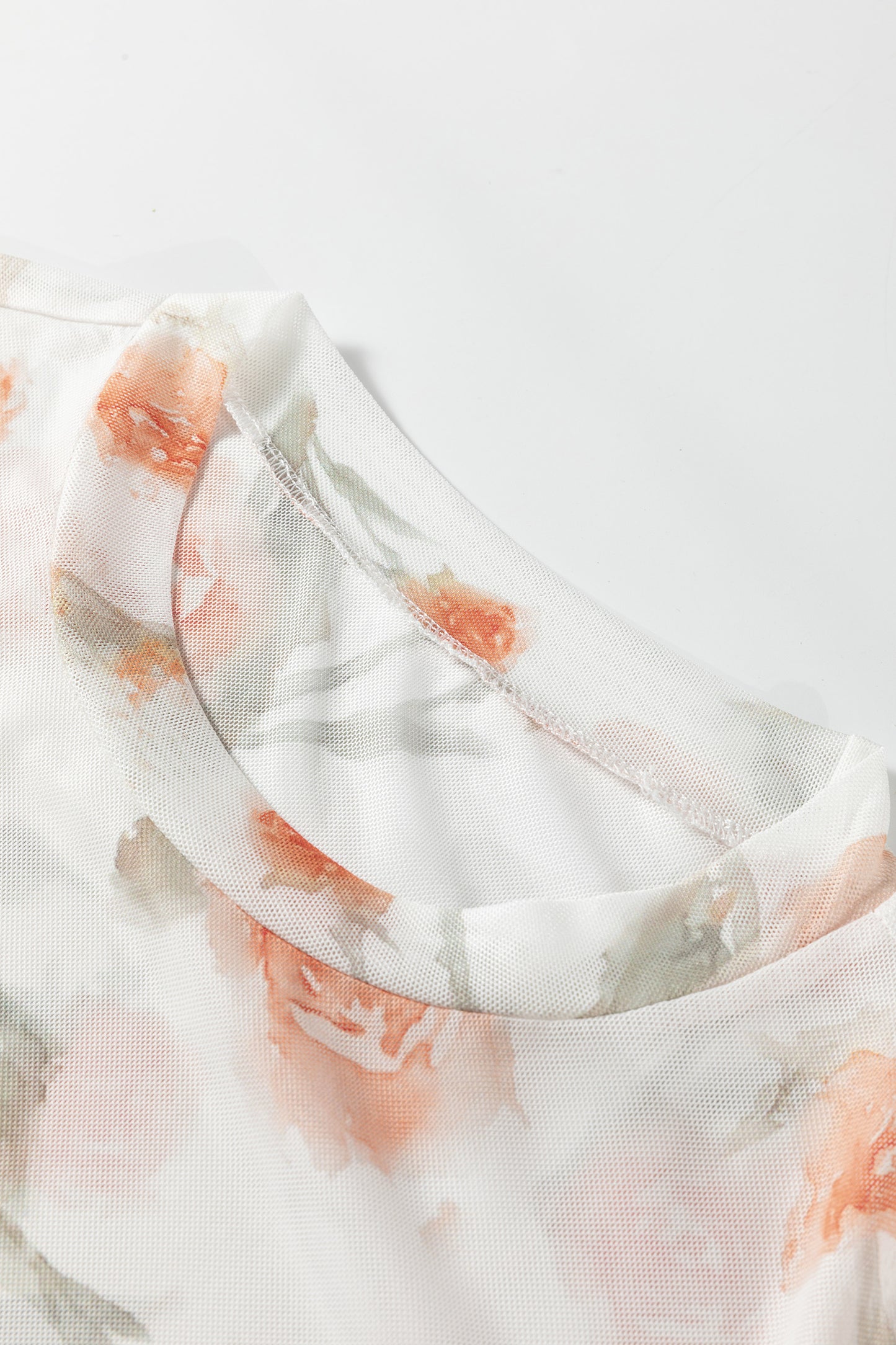 Floral Sheer Mesh Long Sleeve Layering Top Women