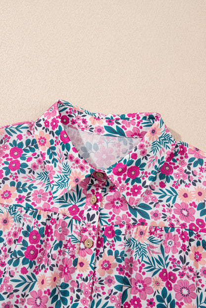 Easter Floral Collared Button Mini Dress