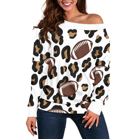 White Leopard Rugby Long Sleeve Women's Pullover Shirt