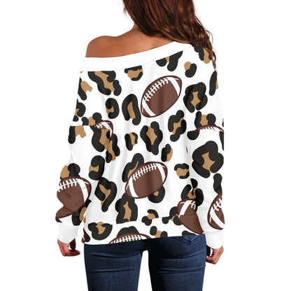 White Leopard Rugby Long Sleeve Women's Pullover Shirt