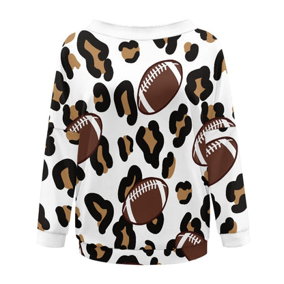White Leopard Rugby Long Sleeve Women's Pullover Shirt