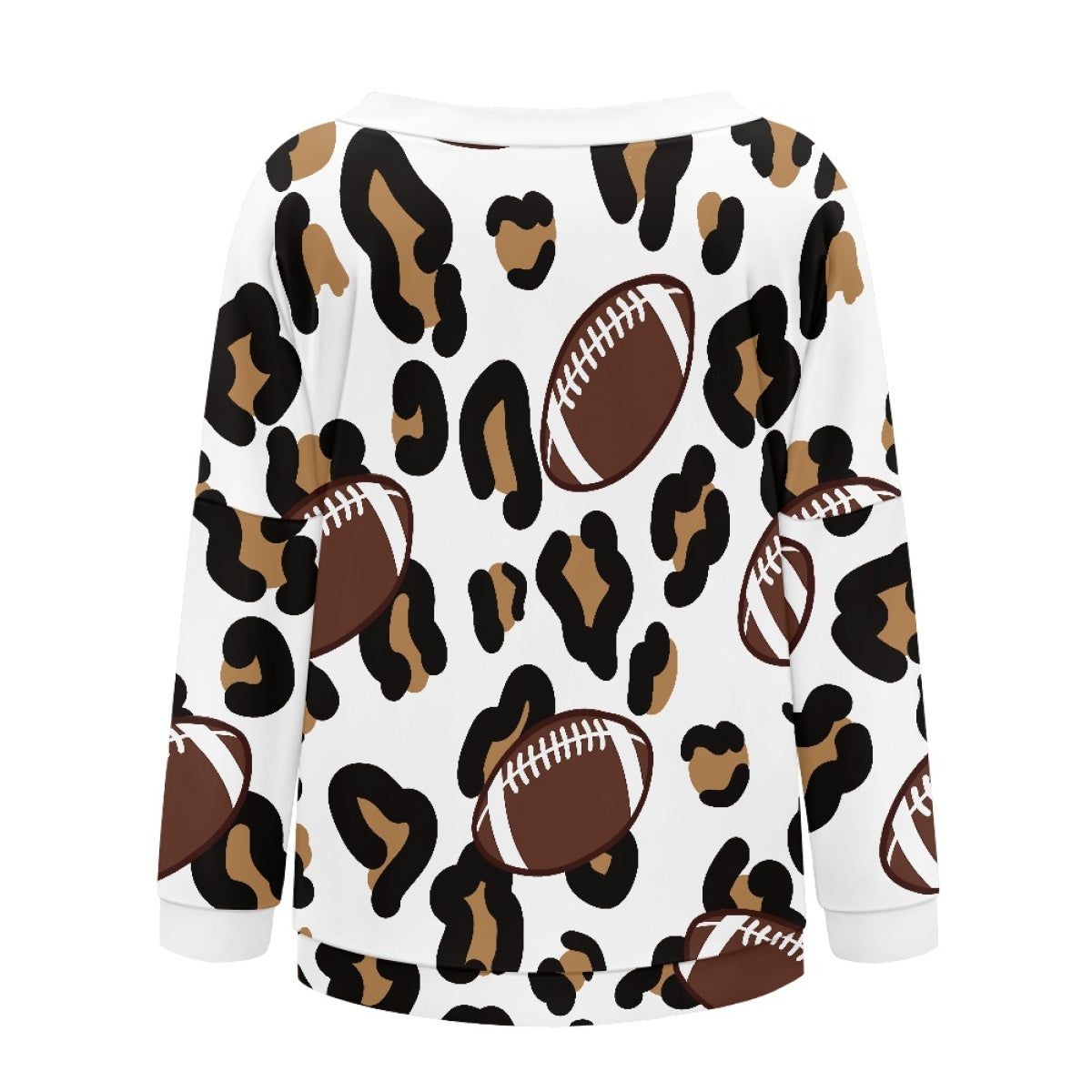 White Leopard Rugby Long Sleeve Women's Pullover Shirt