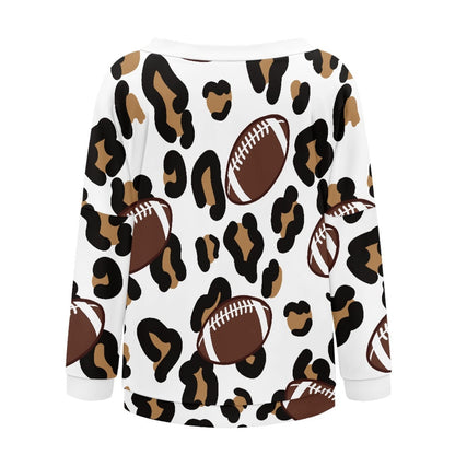 White Leopard Rugby Long Sleeve Women's Pullover Shirt
