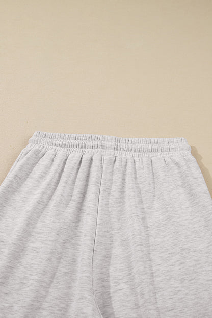 Light Grey Polo Collar Pullover & Drawstring Sweatpants Set