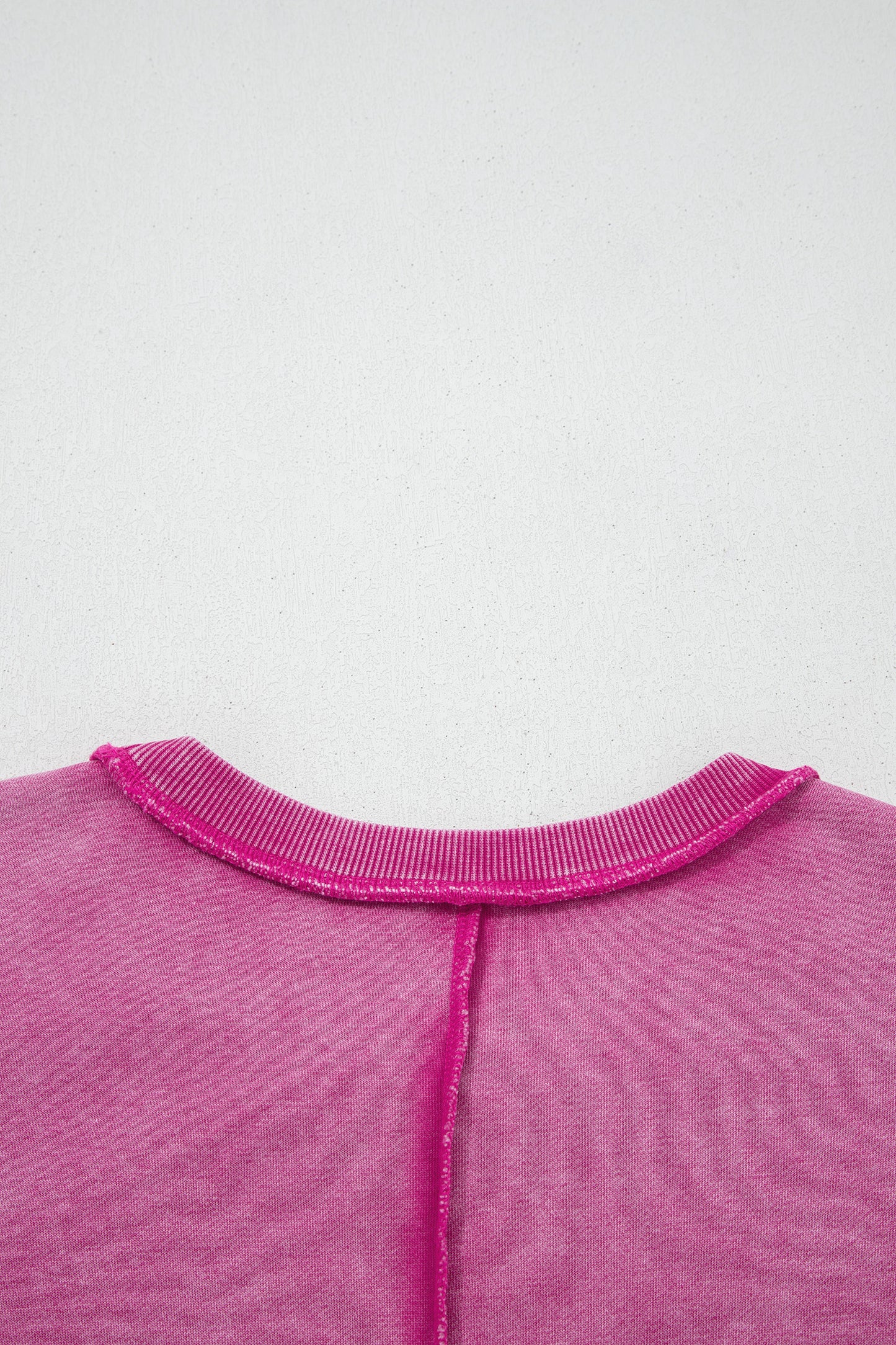 Mineral Wash Exposed Seam Sweatshirt Side Slit Casual Pullover